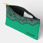 Personalized Name Clutch Bag, Eclectic Green アクセサリーポーチ (見開き)