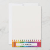 Personalized Name Colorful Pencils Teacher's ノートカード (正面)