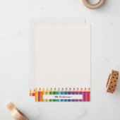 Personalized Name Colorful Pencils Teacher's ノートカード (正面/裏面インサイチュ)