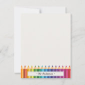 Personalized Name Colorful Pencils Teacher's ノートカード (正面)