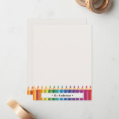 Personalized Name Colorful Pencils Teacher's ノートカード (正面/裏面インサイチュ)