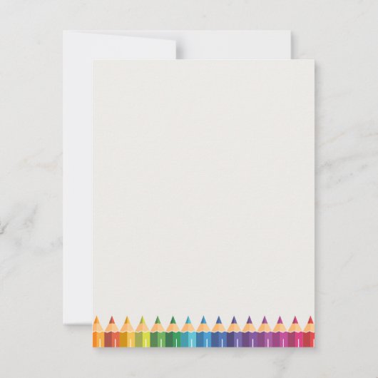 Personalized Name Colorful Pencils Teacher's ノートカード (裏面)