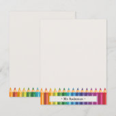 Personalized Name Colorful Pencils Teacher's ノートカード (正面/裏面)