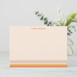 Personalized Name Colorful Stripes Retro Pastel ノートカード
