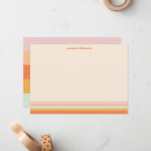 Personalized Name Colorful Stripes Retro Pastel ノートカード (正面/裏面インサイチュ)