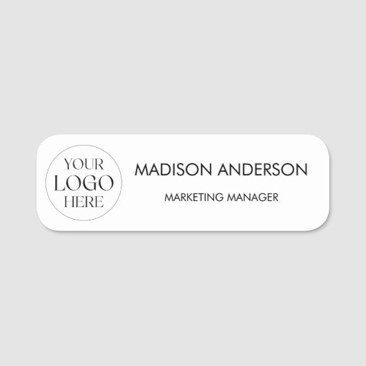 Personalized Name Company Business Logo Minimalist 名札 (正面)