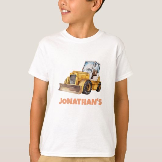 Personalized Name Construction Vehicle Bulldozer Tシャツ (正面)