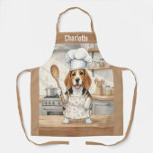 Personalized Name Cooking Beagle Dog Chef エプロン (正面)