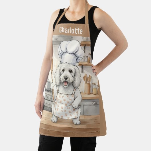 Personalized Name Cooking Poodle Dog Chef エプロン (インサイチュ)