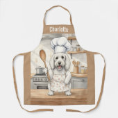 Personalized Name Cooking Poodle Dog Chef エプロン (正面)