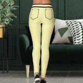 Personalized Name Cream And Black Stripes Fun Gift レギンス