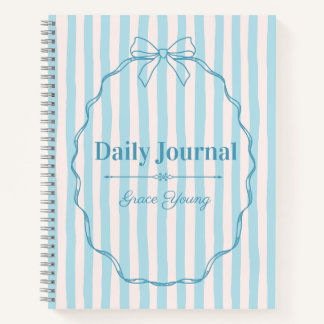 Personalized Name Custom Blue Ribbon  Elegant ノートブック