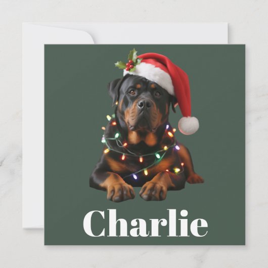 Personalized Name Custom Rottweiler Dog Christmas  シーズンカード (正面)