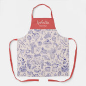 Personalized Name Cute Hand Drawn Food エプロン (正面)