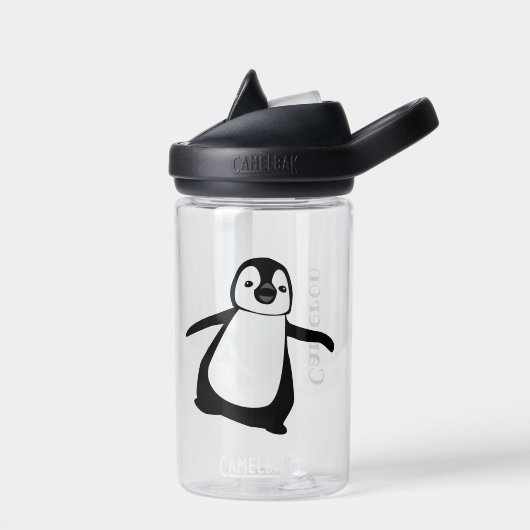 Personalized Name Cute Peeking Penguin ウォーターボトル (左面)
