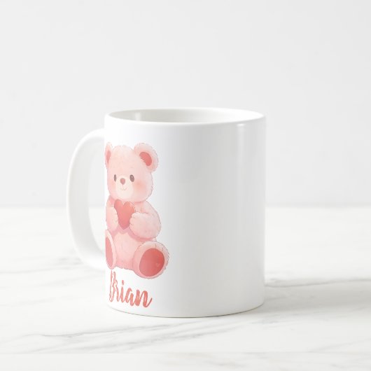 Personalized Name Cute Teddy Bear  コーヒーマグカップ (正面左)