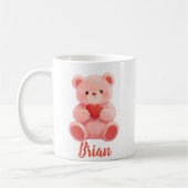 Personalized Name Cute Teddy Bear  コーヒーマグカップ (左)