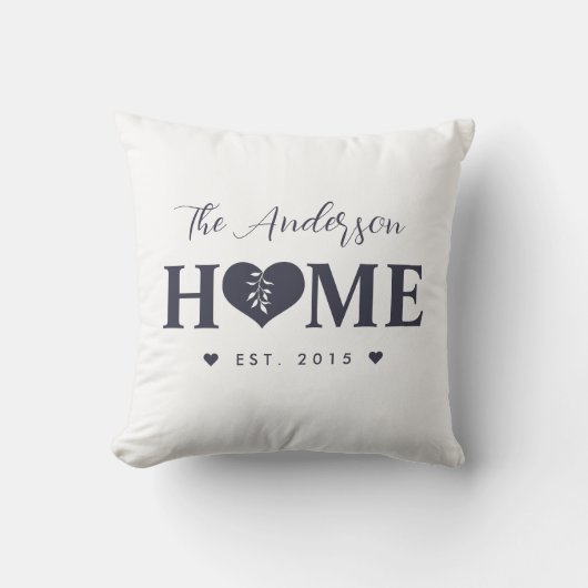 Personalized Name Dark-Blue Grey HOME  クッション (正面)