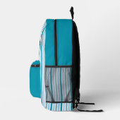Personalized Name DARK TURQUOISE LINE STRIPES プリントバックパック (右)