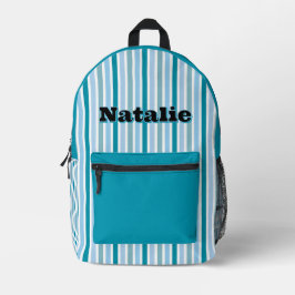 Personalized Name DARK TURQUOISE LINE STRIPES プリントバックパック