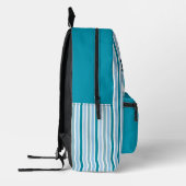 Personalized Name DARK TURQUOISE LINE STRIPES プリントバックパック (左)