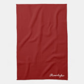 Personalized Name Deep Christmas Red キッチンタオル (縦)