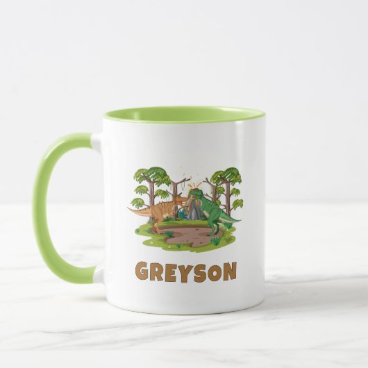 Personalized Name Dinosaur Kids Hot Cocoa マグカップ (左)