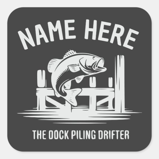 Personalized Name Dock Shadow Bass スクエアシール (正面)