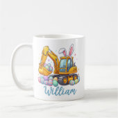 Personalized Name Easter Excavator Mug for Kids コーヒーマグカップ (左)