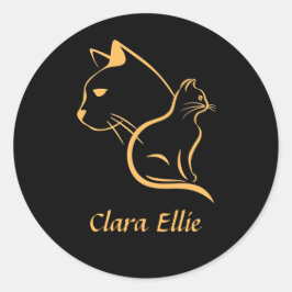 Personalized name - elegant cat  ラウンドシール