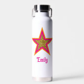 Personalized name elegant gold &pink star  ウォーターボトル (正面)