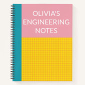 Personalized Name Engineering Graph Paper Pink ノートブック (正面)