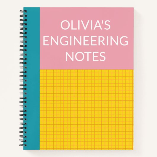 Personalized Name Engineering Graph Paper Pink ノートブック (正面)