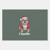Personalized Name English Bulldog Dog Christmas  ラッピングペーパーシート (正面)