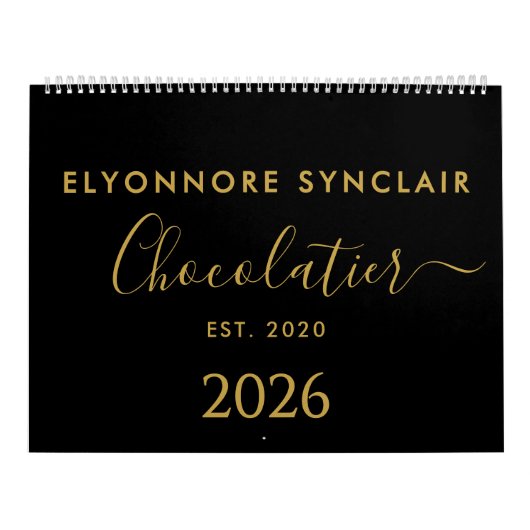 Personalized Name Est Date Chocolatier Business カレンダー (カバー)