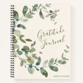 Personalized Name Eucalyptus Watercolor Gratitude ノートブック (正面)