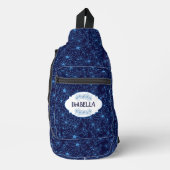 Personalized Name Feminine Blue Floral Pattern スリングバッグ (正面)