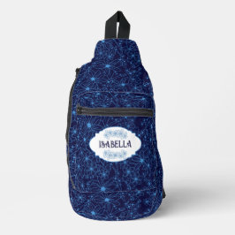 Personalized Name Feminine Blue Floral Pattern スリングバッグ