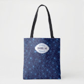 Personalized Name Feminine Blue Floral Pattern トートバッグ (正面)