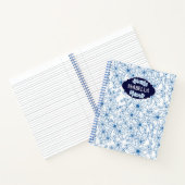 Personalized Name Feminine Blue Floral Pattern ノートブック (内部)