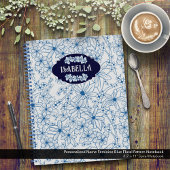 Personalized Name Feminine Blue Floral Pattern ノートブック