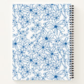 Personalized Name Feminine Blue Floral Pattern ノートブック (裏面)