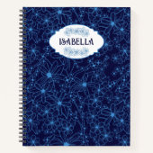 Personalized Name Feminine Blue Floral Pattern ノートブック (正面)