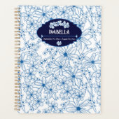 Personalized Name Feminine Blue Floral Pattern プランナー手帳 (正面)