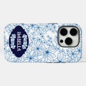 Personalized Name Feminine Blue Floral Pattern Case-Mate iPhoneケース (裏面 (横))