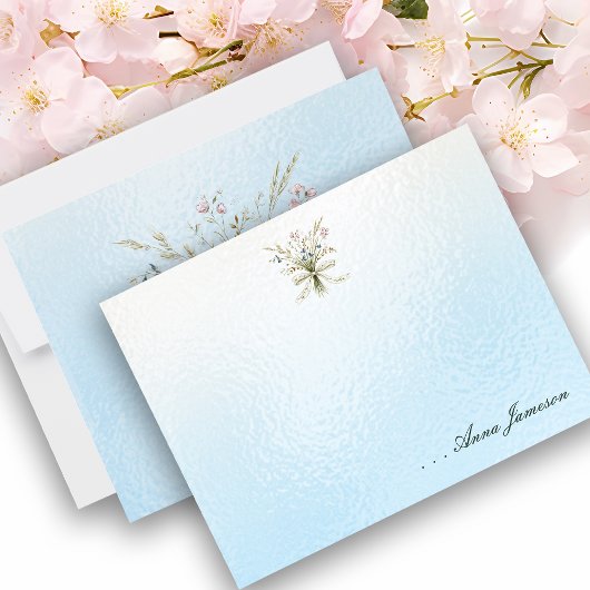 Personalized Name Field Flowers Bouquet Image Flat ノートカード