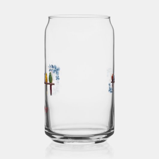 Personalized name floral birds ガラス缶 (左)