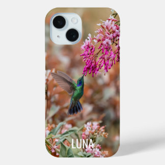 Personalized name floral birds phone case  iPhone 15ケース