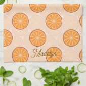 Personalized name fruit orang and brown キッチンタオル (折り畳み)