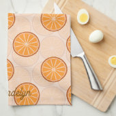 Personalized name fruit orang and brown キッチンタオル (四つ折り)